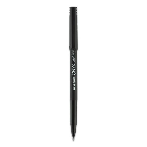 Onyx Roller Ball Pen, Stick, Extra-fine 0.5 Mm, Black Ink, Black Barrel, Dozen