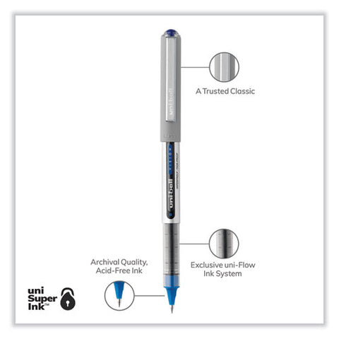 Vision Roller Ball Pen, Stick, Fine 0.7 Mm, Blue Ink, Silver/blue/clear Barrel, Dozen