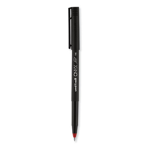 Onyx Roller Ball Pen, Stick, Fine 0.7 Mm, Red Ink, Black/red Barrel, Dozen