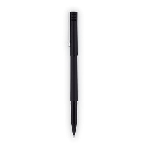 Roller Ball Pen, Stick, Extra-fine 0.5 Mm, Black Ink, Black Matte Barrel, Dozen