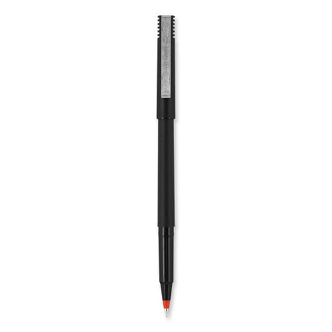 Roller Ball Pen, Stick, Extra-fine 0.5 Mm, Red Ink, Black/red Barrel, Dozen