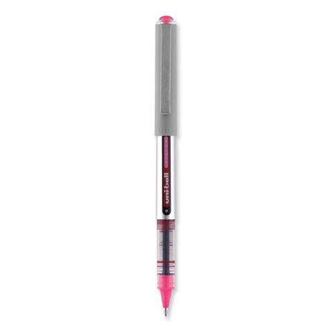 Vision Roller Ball Pen, Stick, Fine 0.7 Mm, Pink Ink, Silver/pink/clear Barrel, Dozen