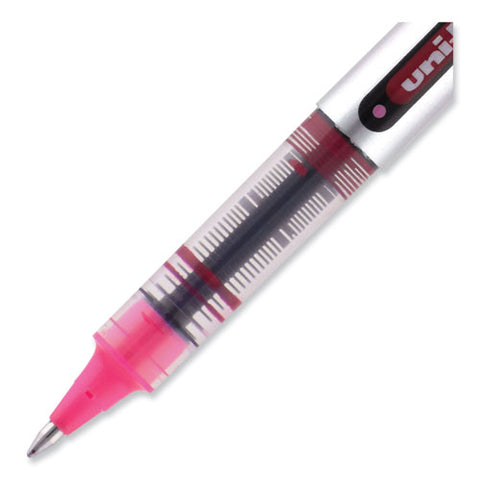 Vision Roller Ball Pen, Stick, Fine 0.7 Mm, Pink Ink, Silver/pink/clear Barrel, Dozen