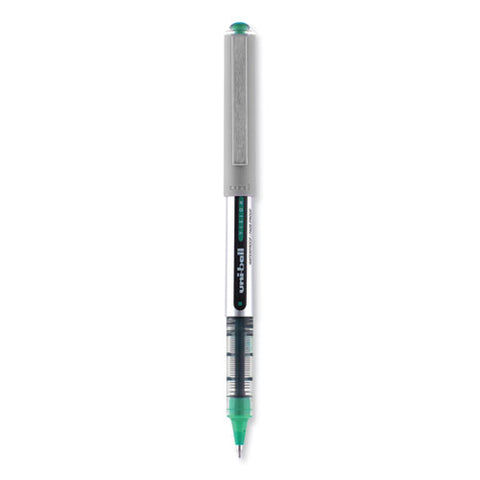 Vision Roller Ball Pen, Stick, Fine 0.7 Mm, Green Ink, Silver/green/clear Barrel, Dozen