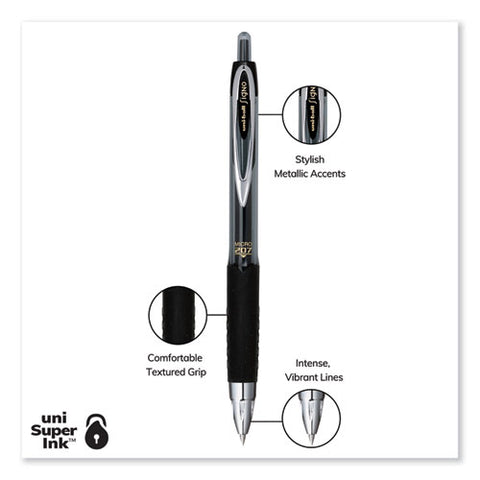 Signo 207 Gel Pen, Retractable, Fine 0.5 Mm, Black Ink, Smoke/black Barrel, Dozen