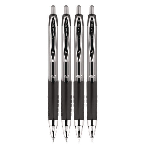 Signo 207 Gel Pen, Retractable, Fine 0.5 Mm, Black Ink, Smoke/black Barrel, 4/pack