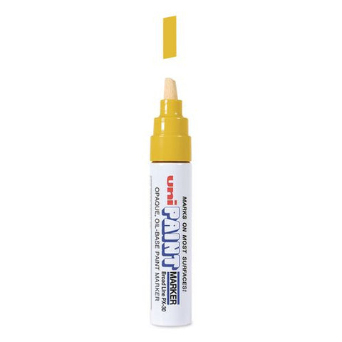 Permanent Marker, Broad Tip, Yellow, 6/pack