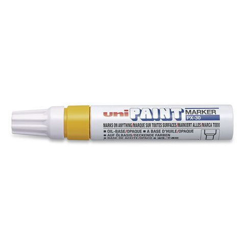 Permanent Marker, Broad Tip, Yellow, 6/pack