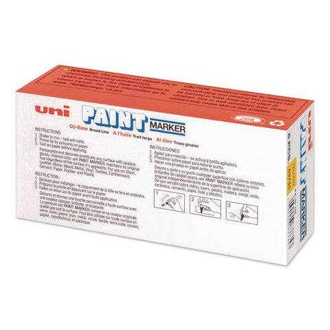 Permanent Marker, Broad Tip, Yellow, 6/pack
