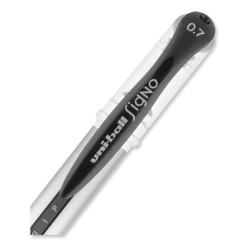 Signo Grip Gel Pen, Stick, Medium 0.7 Mm, Black Ink, Clear/black/silver Barrel, Dozen