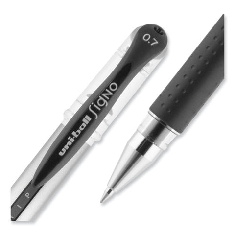 Signo Grip Gel Pen, Stick, Medium 0.7 Mm, Black Ink, Clear/black/silver Barrel, Dozen