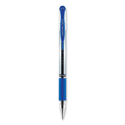 Signo Grip Gel Pen, Stick, Medium 0.7 Mm, Blue Ink, Clear/blue/silver Barrel, Dozen