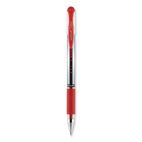 Signo Grip Gel Pen, Stick, Medium 0.7 Mm, Red Ink, Clear/red/silver Barrel, Dozen