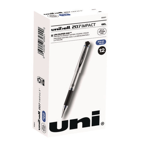 207 Impact Gel Pen, Stick, Bold 1 Mm, Blue Ink, Silver/black/blue Barrel