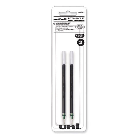 207 Impact Rt Gel Retractable Pen Refills, Bold 1 Mm Conical Tip, Black Ink, 2/pack