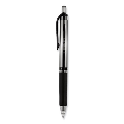 Signo Gel Pen, Retractable, Medium 0.7 Mm, Black Ink, Silver/black Barrel, Dozen