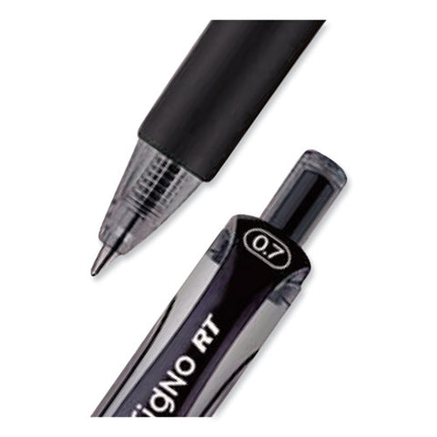 Signo Gel Pen, Retractable, Medium 0.7 Mm, Black Ink, Silver/black Barrel, Dozen