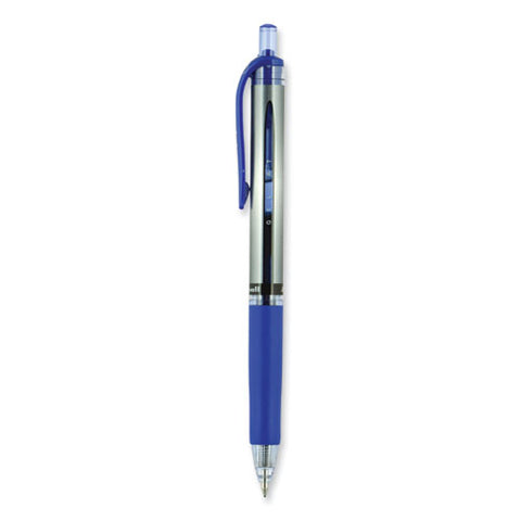 Signo Gel Pen, Retractable, Medium 0.7 Mm, Blue Ink, Silver/blue Barrel, Dozen