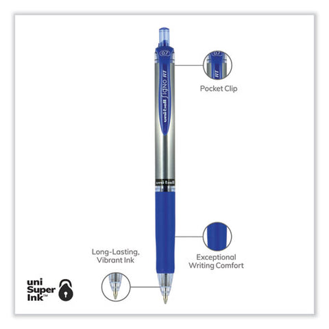 Signo Gel Pen, Retractable, Medium 0.7 Mm, Blue Ink, Silver/blue Barrel, Dozen