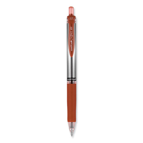 Signo Gel Pen, Retractable, Medium 0.7 Mm, Red Ink, Silver/red Barrel, Dozen