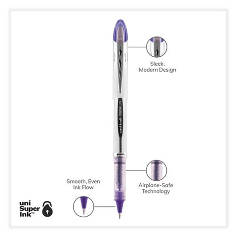 Vision Elite Hybrid Gel Pen, Stick, Bold 0.8 Mm, Violet Ink, White/violet/clear Barrel