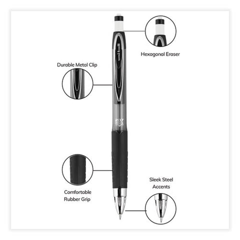 207 Mechanical Pencil, 0.7 Mm, Hb (#2), Black Lead, Black Barrel, Dozen