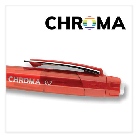 Chroma Mechanical Pencil, 0.7 Mm, Hb (#2), Black Lead, Red Barrel, Dozen