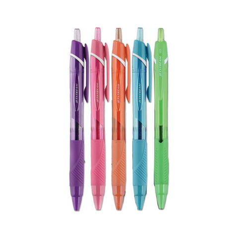 Jetstream Elements Hybrid Gel Pen, Retractable, Medium 1 Mm, Assorted Ink And Barrel Colors, 5/pack