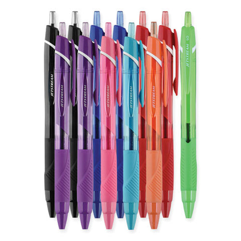 Jetstream Elements Hybrid Gel Pen, Retractable, Medium 1 Mm, Assorted Ink And Barrel Colors, 12/pack