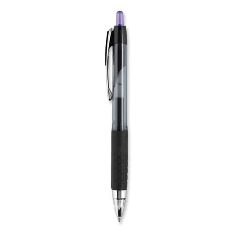 Signo 207 Gel Pen, Retractable, Medium 0.7 Mm, Violet Ink, Smoke/black/violet Barrel, Dozen