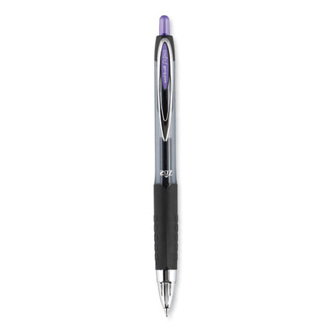 Signo 207 Gel Pen, Retractable, Medium 0.7 Mm, Violet Ink, Smoke/black/violet Barrel, Dozen