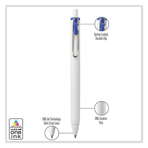 Unione Gel Pen, Retractable, Medium 0.7 Mm, Blue Ink, White/blue Barrel, Dozen