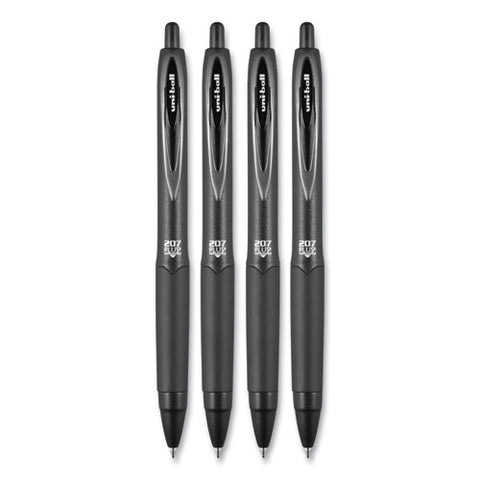 207 Plus+ Gel Pen, Retractable, Medium 0.7 Mm, Black Ink, Black Barrel, 4/pack