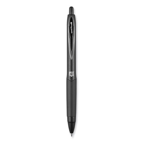 207 Plus+ Gel Pen, Retractable, Medium 0.7 Mm, Black Ink, Black Barrel, Dozen