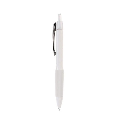 207 Plus+ Gel Pen, Retractable, Medium 0.7 Mm, Black Ink, White Barrel, Dozen