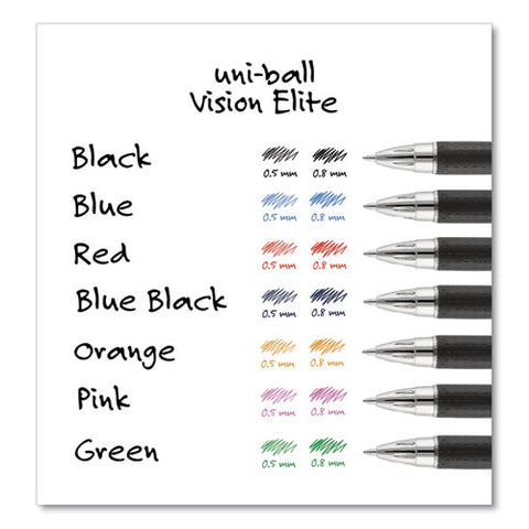 Vision Elite Hybrid Gel Pen, Stick, Bold 0.8 Mm, Assorted Ink And Barrel Colors, 8/pack