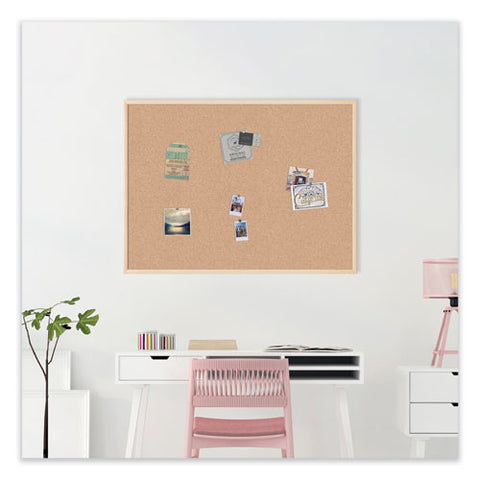 Cork Bulletin Board, 48" X 36" (actual Size: 47" X 35"), Tan Surface, Birch Finished Wood Frame