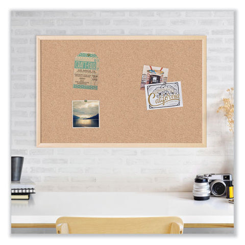 Cork Bulletin Board, 48" X 36" (actual Size: 47" X 35"), Tan Surface, Birch Finished Wood Frame