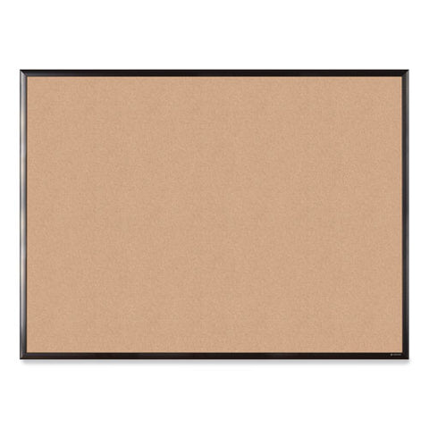 Cork Bulletin Board With Aluminum Frame, 48" X 36" (actual Size: 47" X 35"), Tan Surface, Black Aluminum Frame