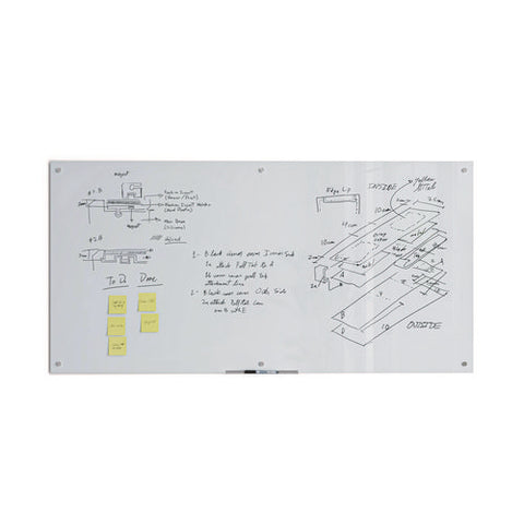 Glass Dry Erase Board, 72" X 36" (actual Size: 70" X 35"), White Surface