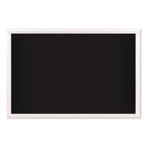 Magnetic Chalkboard With Decor Frame, 30" X 20", Black Surface, White Wood Frame