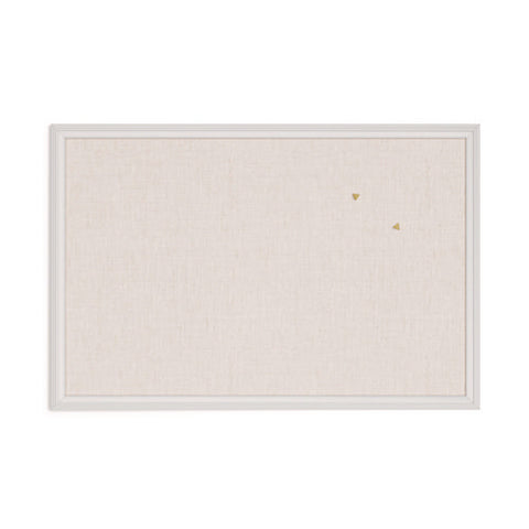 Linen Bulletin Board With Decor Frame, 30" X 20", Tan Surface, White Wood Frame