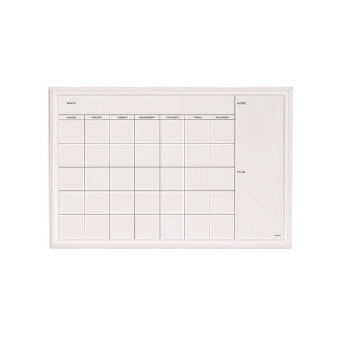 Magnetic Dry Erase Calendar With Decor Frame, Monthly Planning/scheduling, 30" X 20", White Surface, White Wood Frame