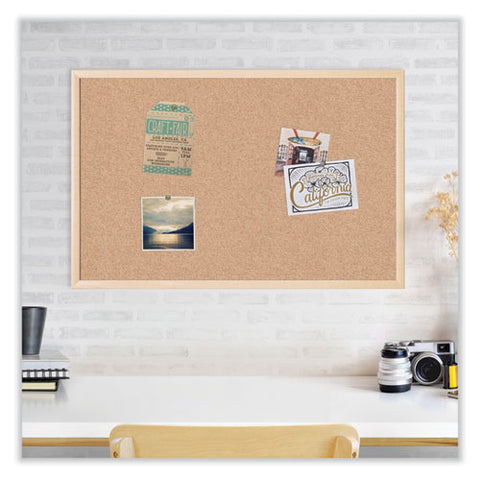 Cork Bulletin Board, 36" X 24" (actual Size: 35" X 23"), Tan Surface, Birch Finished Wood Frame