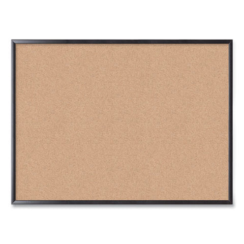 Cork Bulletin Board, 48" X 36" (actual Size: 47" X 35"), Tan Surface, Black Wood Frame