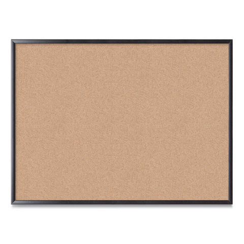 Cork Bulletin Board, 48" X 36" (actual Size: 47" X 35"), Tan Surface, Black Wood Frame