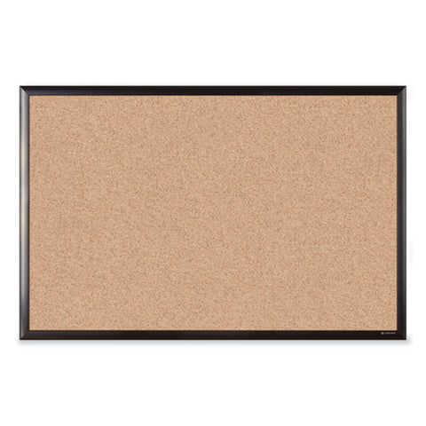 Cork Bulletin Board With Aluminum Frame, 36" X 24" (actual Size: 35" X 23"), Tan Surface, Black Aluminum Frame