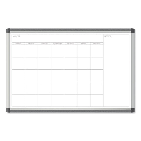 Pinit Magnetic Dry Erase Calendar, Monthly Planning/scheduling, 36" X 24" (actual Size: 35" X 23"), White Surface, Satin Alum