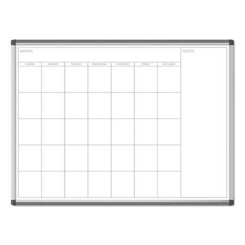 Pinit Magnetic Dry Erase Calendar, Monthly Planning/scheduling, 48" X 36" (actual Size: 47" X 35"), White Surface, Satin Alum