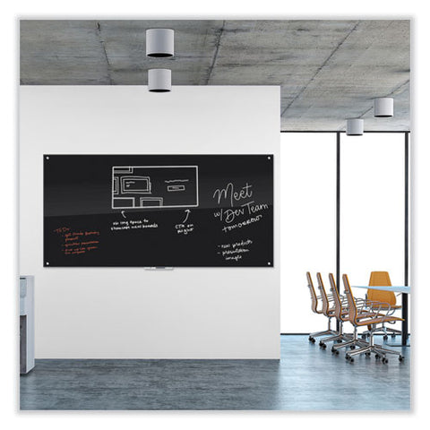 Black Glass Dry Erase Board, 96" X 48" (actual Size: 95" X 47"), Black Surface